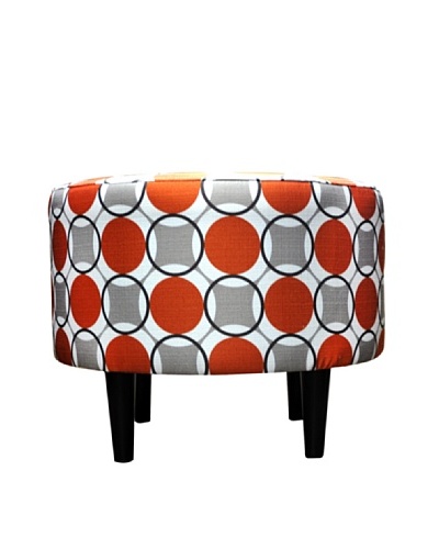 Sole Designs Sophia Halo Round Ottoman, Orange/White