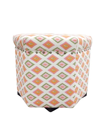 Sole Designs Orange Diamond Hex Ottoman, Orange/Natural