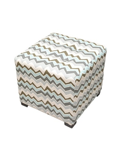 Sole Designs Denton Zigzag Ottoman, Grey/Blue