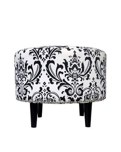 Sole Designs Sophia Traditions Round Ottoman, Black/White