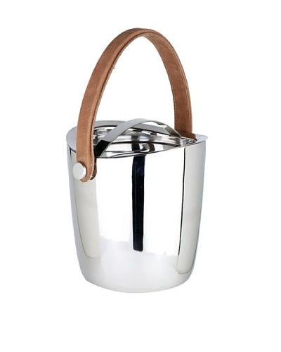 Sidney Marcus Boca Ice Bucket with Leather Handle, Silver