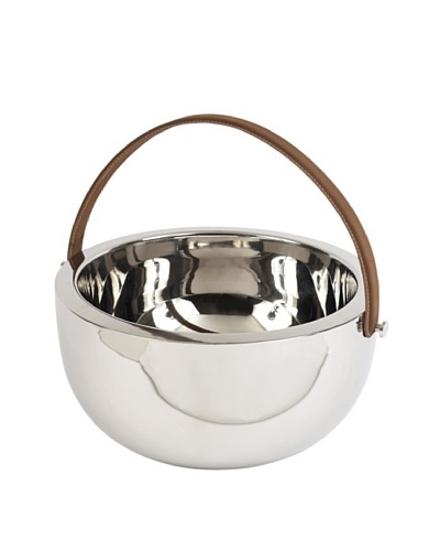 Sidney Marcus Boca Bowl with Leather Handle, Silver