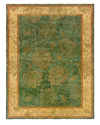 Langley Handspun Wool Rug [Blue-green/Peach]