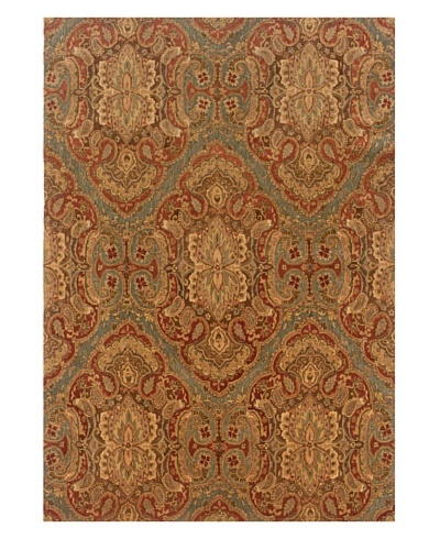 Langley Handspun Wool Rug [Green/Cinnamon]