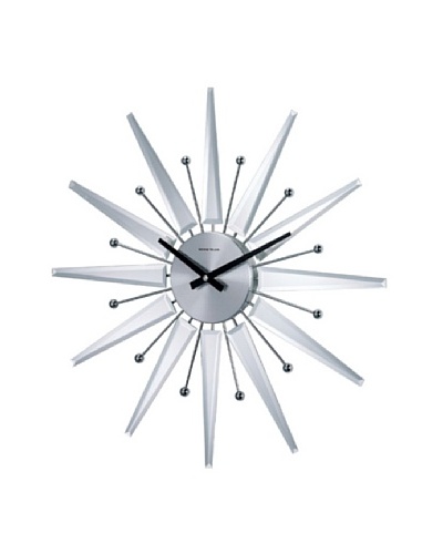 George Nelson Mirrored Starburst Clock, Silver