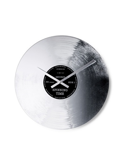 NeXtime Silver Record Wall Clock