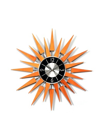 George Nelson Wooden Sunburst Clock, Caramel