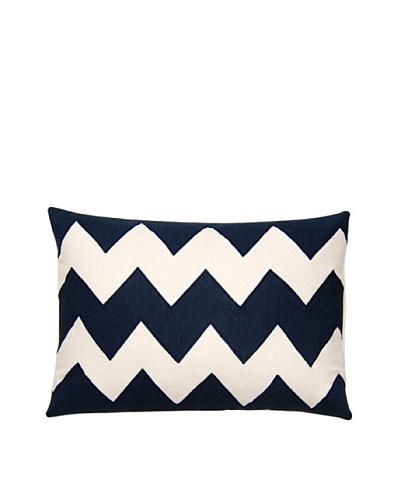 Square Feathers Zig Zag Ivory/Blue Boudoir Pillow