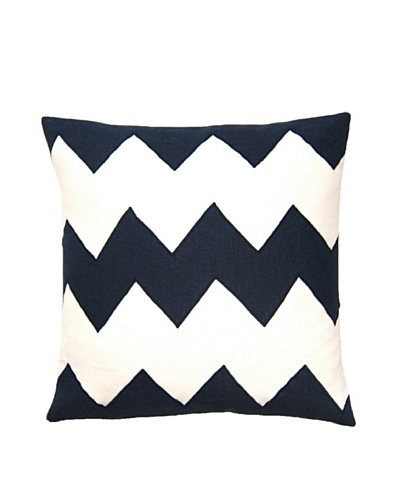 Square Feathers Zig Zag Ivory/Blue Square Pillow