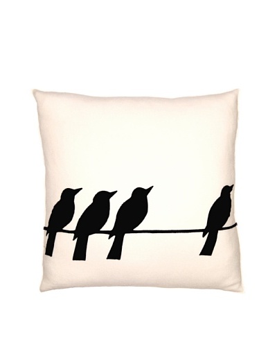 Square Feathers Birds on Wire 3 + 1 Square Pillow