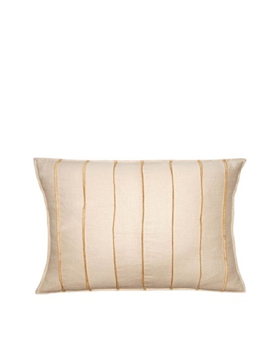 Square Feathers Natural/Gold Bands Boudoir Pillow