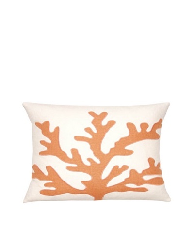 Square Feathers Sea Coral Ivory/Coral Boudoir Pillow