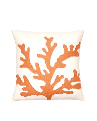 Square Feathers Sea Coral Ivory/Coral Square Pillow