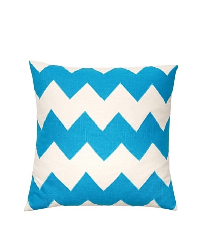 Square Feathers Zig Zag Ivory/Turquoise Square Pillow