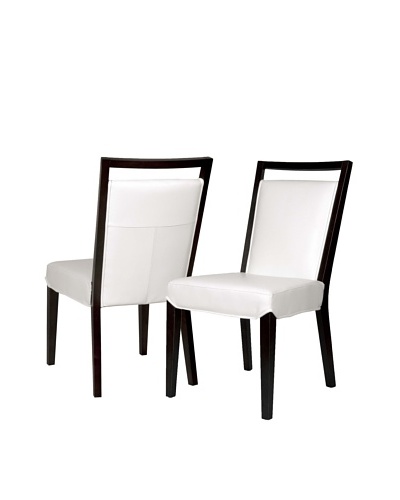 Star International Set of 2 Enzo Dining Chairs, White/Dark Walnut