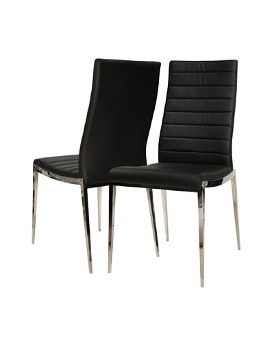 Star International Set of 2 Shine Dining Chairs, Black/Stainless Steel