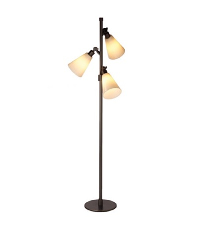 State Street Lighting Triple-Light Floor Lamp, Antiqued Brass