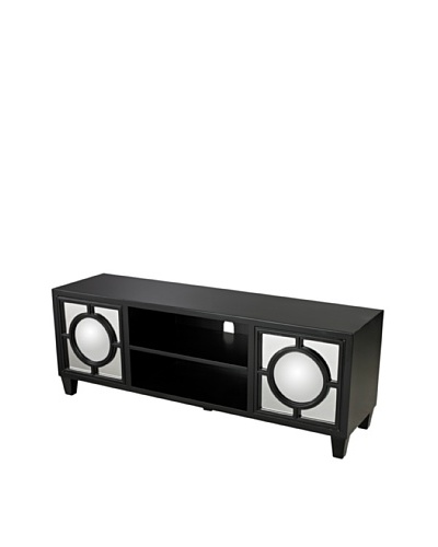 Sterling Home Media Console With Convex Mirror, Black