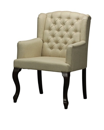 Sterling Home Tuffted Arm Chair, Mahogany/Cream