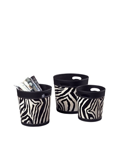 Sterling Home Set of 3 Zebra Patterned Magazine Holders, Black/White