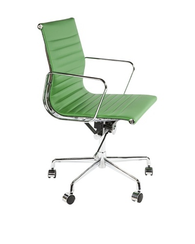 Stilnovo Mid-Century Pu Executive Office Chair, Green/Chrome