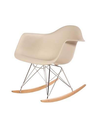 Stilnovo Adult Mid-Century Rocking Chair With Arms & Ash Wood Sleighs, Beige