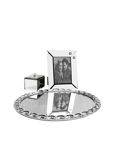 Allure Vanessa Clear Jewel Accent Mirror Vanity Set, Clear