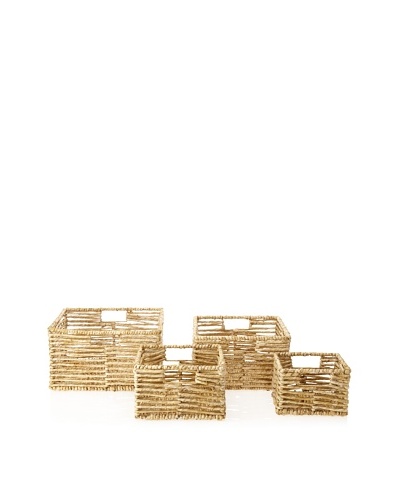 Firefly Set of 4 Square Top Storage Woven Baskets