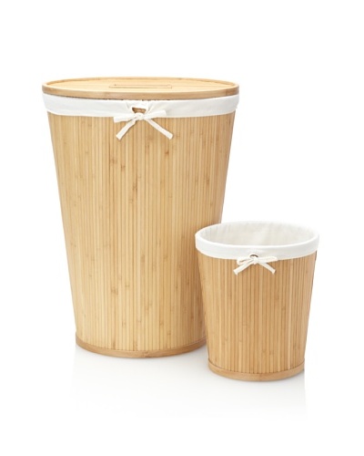 Creative Bath 2-Piece Ecostyles Hamper/Wastebasket Set, Natural/Bamboo