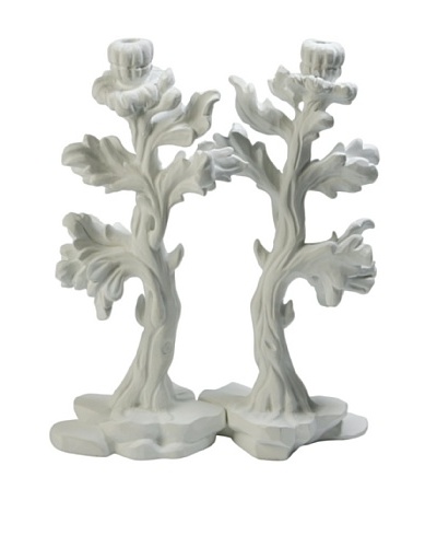 Studio A Bloom Candleholder Pair, White