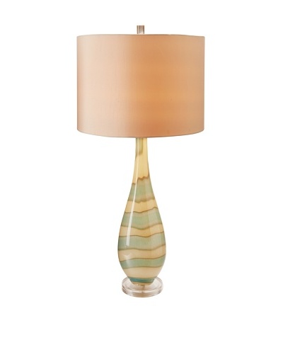 Stylecraft Where Water Meets The Sand - Art Glass Table Lamp with Clear Crystal Base