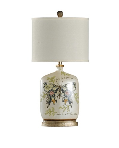 StyleCraft Hand-Painted Ceramic Table Lamp, Papillon