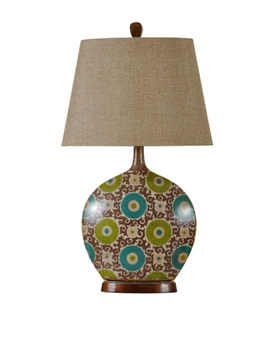 StyleCraft Aboriginal Art-Inspired Ceramic Table Lamp, Urban Suzanne