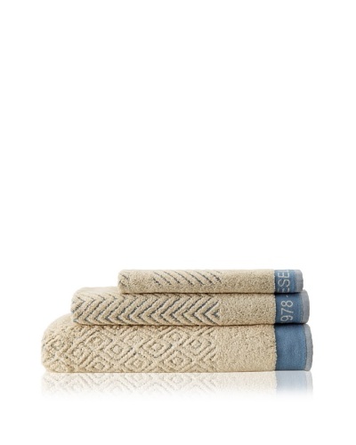 Successful Living from Diesel Decon Chevron Towel Set, Ivory/Slate Green
