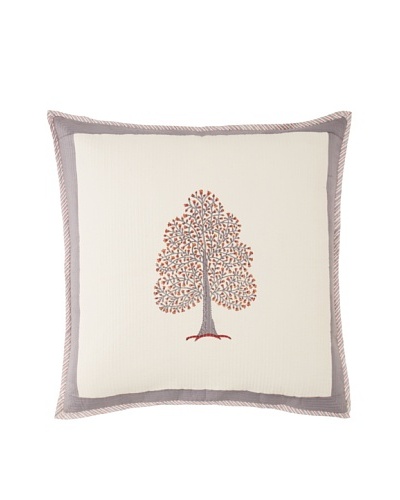 Suchiras Tree of Life Euro Sham, White/Grey/Red, 26 x 26