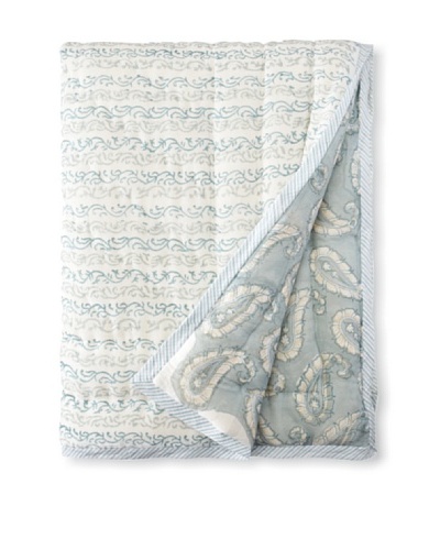 Suchiras Perfectly Paisley Throw, Sea Green/White, 60″ X 45″