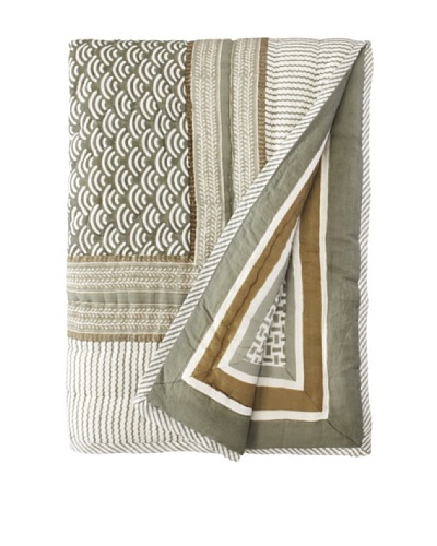 Suchiras Harbor Fog Throw, Green/White, 60 X 45