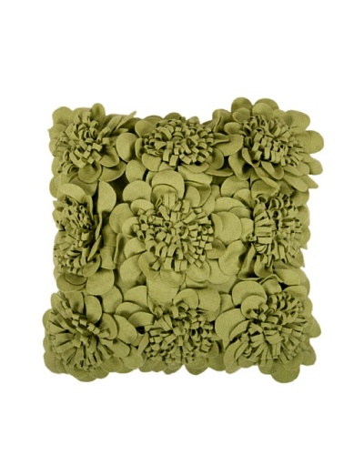 Surya Flower Throw Pillow, Green Olive