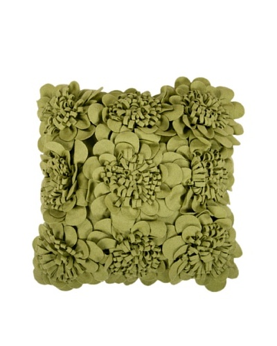 Surya Flower Throw Pillow, Green Olive