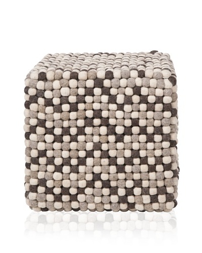 Surya Dot Pouf, Brown