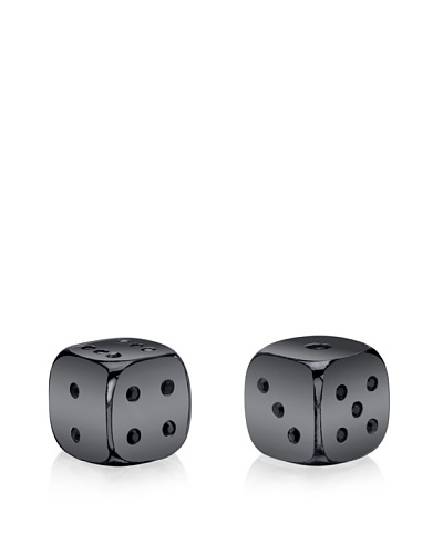 Wilouby Pair of Gunmetal Swarovski Crystal Dice in Glossy Wooden Box