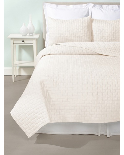 Terrisol Quilted Brick Coverlet Set [Ivory]