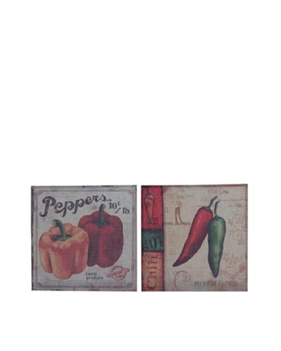 Set of 2 Burlap Pepper Wall Décor