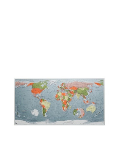 The Future Mapping Company Version 2 World Map, Blue/Emerald/Orange, 26″ x 47.25″As You See