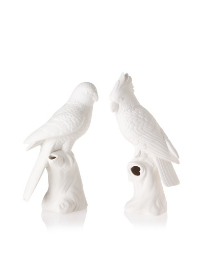 The HomePort Collection Calm and Crested Parrot Bud Vase Set, White