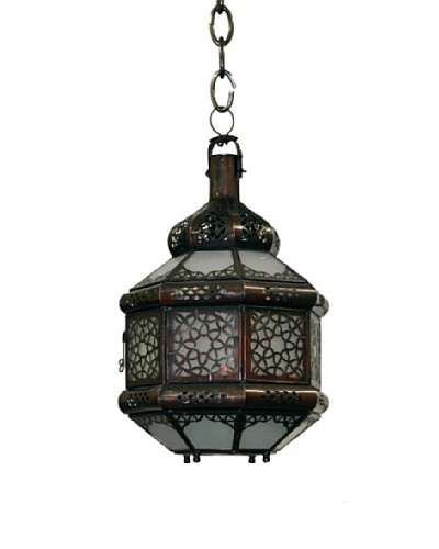 Badia Metal Lantern with White-Colored Glass