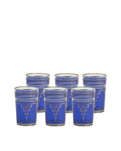 Barclay Butera Set of 6 Moroccan Tea Glasses, Fes Blue