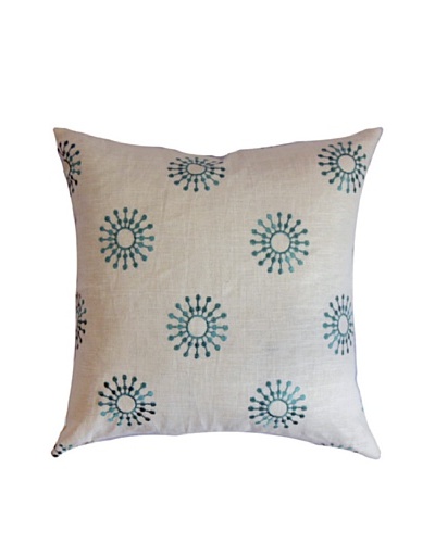 The Pillow Collection Irece Aqua, White/Aqua, 18 x 18