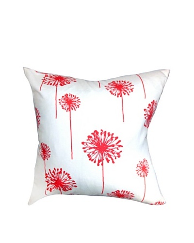 The Pillow Collection Dandelion Coral, White/Coral, 18″ x 18″