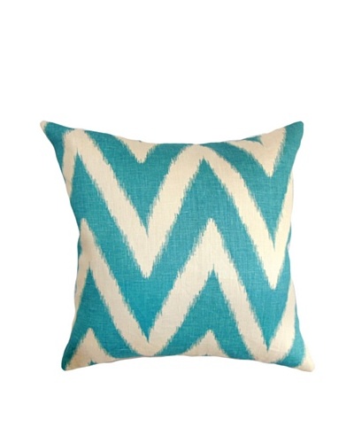 The Pillow Collection Bakana Zigzag Pillow, Aqua, 18 x 18